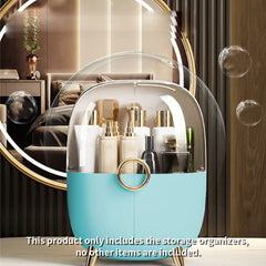 SOGA Blue Transparent Countertop Makeup Organiser Cosmetic Storage Waterproof Dustproof Bathroom Skincare Holder with Lid