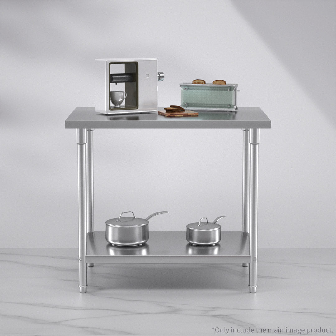SOGA 2-Tier Commercial Catering Kitchen Stainless Steel Prep Work Bench Table 100*70*85cm