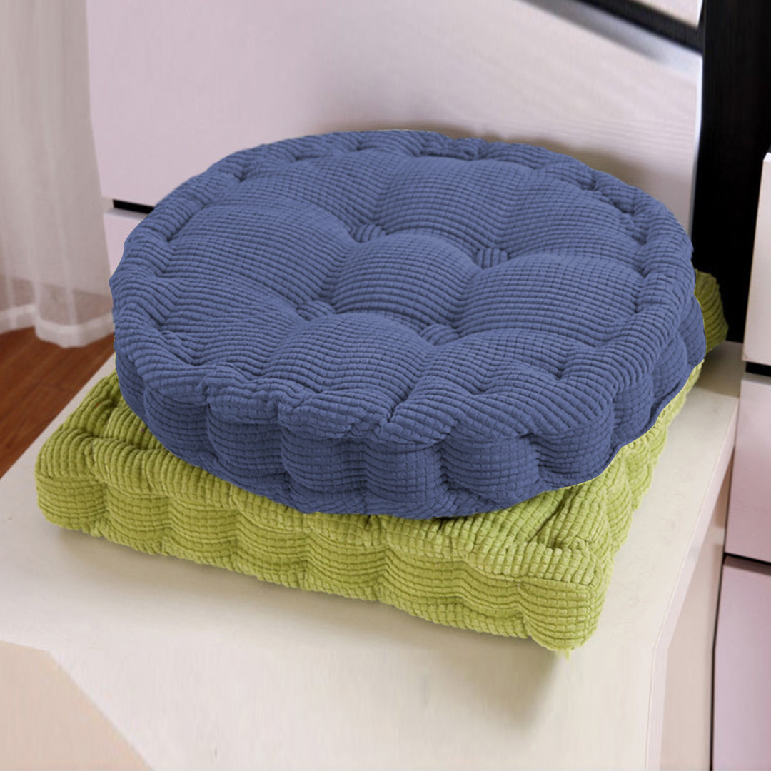 SOGA 2X Blue Round Cushion Soft Leaning Plush Backrest Throw Seat Pillow Home Office Decor