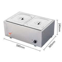 SOGA Stainless Steel 2 X 1/2 GN Pan Electric Bain-Marie Food Warmer with Lid