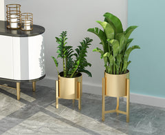 SOGA 2X 30CM Gold Metal Plant Stand with Flower Pot Holder Corner Shelving Rack Indoor Display