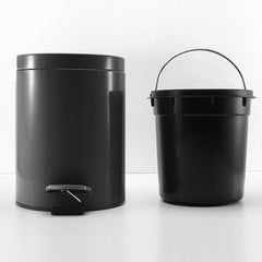 SOGA Foot Pedal Stainless Steel Rubbish Recycling Garbage Waste Trash Bin Round 12L Black