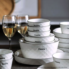 SOGA Diamond Pattern Ceramic Dinnerware Crockery Soup Bowl Plate Server Kitchen Home Decor Set of 13