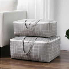 SOGA 2X Grey Plaid Large Storage Luggage Bag Double Zipper Foldable Travel Organiser Essentials