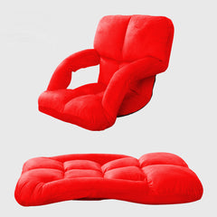 SOGA Foldable Lounge Cushion Adjustable Floor Lazy Recliner Chair with Armrest Red