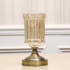 SOGA 25cm Transparent Glass Flower Vase with Metal Base Filler Vase