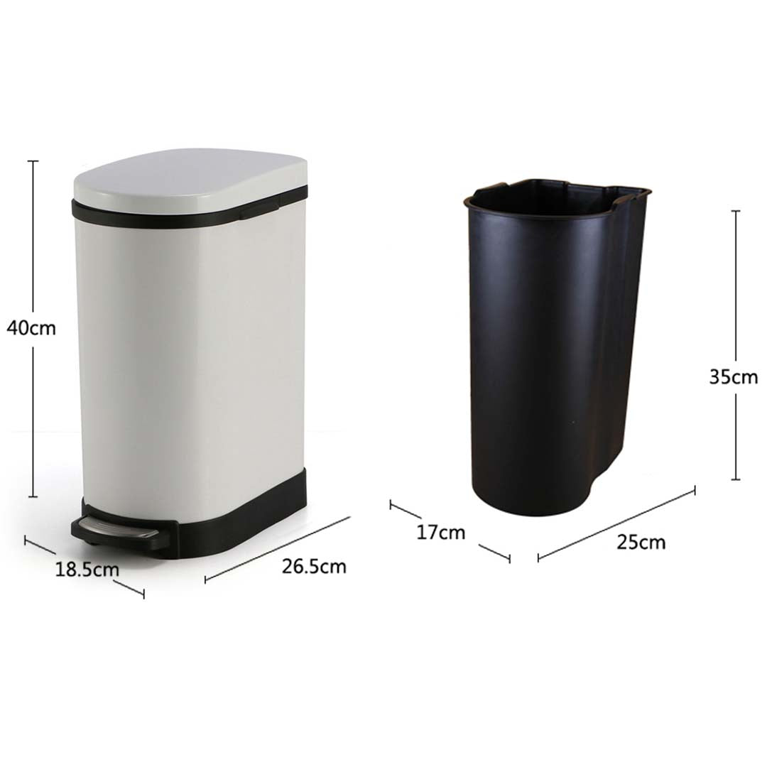 SOGA Foot Pedal Stainless Steel Rubbish Recycling Garbage Waste Trash Bin 10L U White