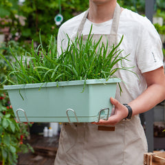 SOGA 49.5cm Green Rectangular Planter Vegetable Herb Flower Outdoor Plastic Box with Holder Balcony Garden Decor Set of 5