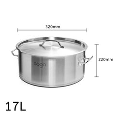SOGA Dual Burners Cooktop Stove 21L and 17L Stainless Steel Stockpot Top Grade Stock Pot