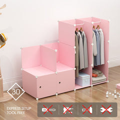 SOGA 10 Cubes Princess Design Portable Wardrobe Divide-Grid Modular Storage Organiser Foldable Closet