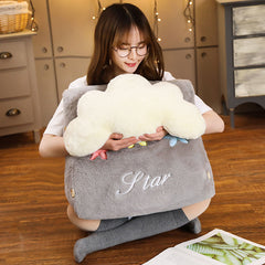 SOGA Grey Cute Cloud Cushion Soft Leaning Lumbar Wedge Pillow Bedside Plush Home Decor