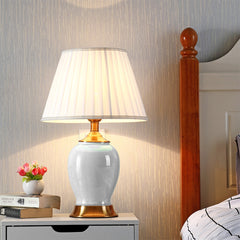 SOGA 4X Ceramic Oval Table Lamp with Gold Metal Base Desk Lamp White