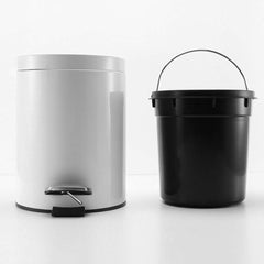 SOGA 4X Foot Pedal Stainless Steel Rubbish Recycling Garbage Waste Trash Bin Round 12L White