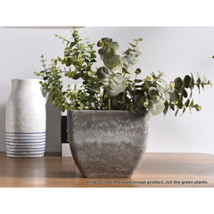 SOGA 27cm Rock Grey Square Resin Plant Flower Pot in Cement Pattern Planter Cachepot for Indoor Home Office