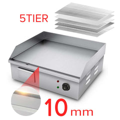 SOGA Electric Stainless Steel Flat Griddle Grill BBQ Hot Plate 2200W 56*48*23cm