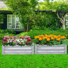 SOGA 2X 120cm Rectangle Galvanised Raised Garden Bed Vegetable Herb Flower Outdoor Planter Box