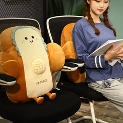 SOGA 2X 48cm Smiley Face Toast Bread Cushion Stuffed Car Seat Plush Cartoon Back Support Pillow Home Decor