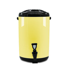 SOGA 4X 12L Stainless Steel Insulated Milk Tea Barrel Hot and Cold Beverage Dispenser Container with Faucet Yellow