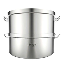 SOGA 2X Commercial 304 Stainless Steel Steamer With 2 Tiers Top Food Grade 35*22cm