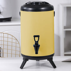 SOGA 10L Stainless Steel Insulated Milk Tea Barrel Hot and Cold Beverage Dispenser Container with Faucet Yellow