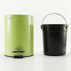 SOGA Foot Pedal Stainless Steel Rubbish Recycling Garbage Waste Trash Bin Round 12L Green