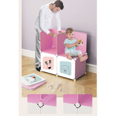 SOGA 8 Cubes Princess Design Portable Wardrobe Divide-Grid Modular Storage Organiser Foldable Closet