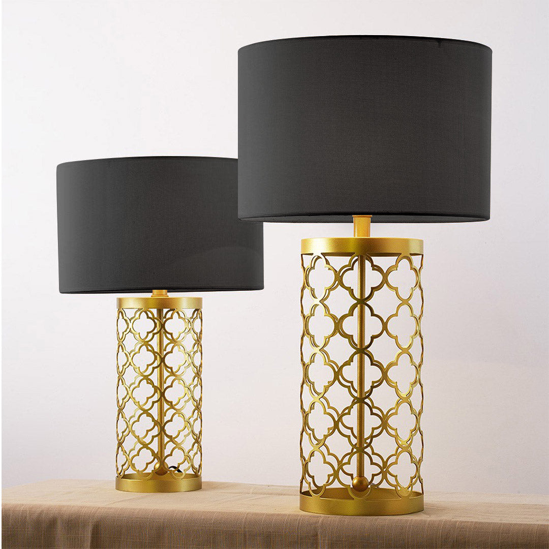 SOGA 4X Golden Hollowed Out Base Table Lamp with Dark Shade