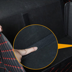 SOGA 2X Leather Car Boot Collapsible Foldable Trunk Cargo Organizer Portable Storage Box Black/Red Stitch Medium
