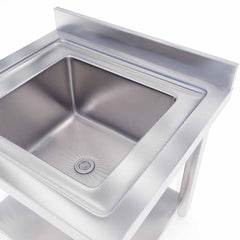 SOGA Stainless Steel Work Bench Sink Commercial Restaurant Kitchen Food Prep Table 70*70*85cm