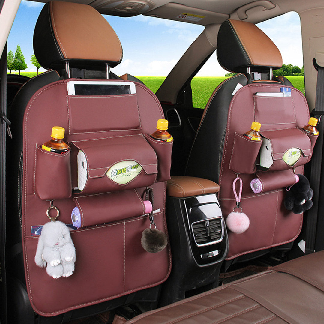 SOGA PVC Leather Car Back Seat Storage Bag Multi-Pocket Organizer Backseat and iPad Mini Holder Red