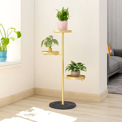 SOGA 2X 3 Tier Gold Round Plant Stand Flowerpot Tray Display Living Room Balcony Metal Decorative Shelf