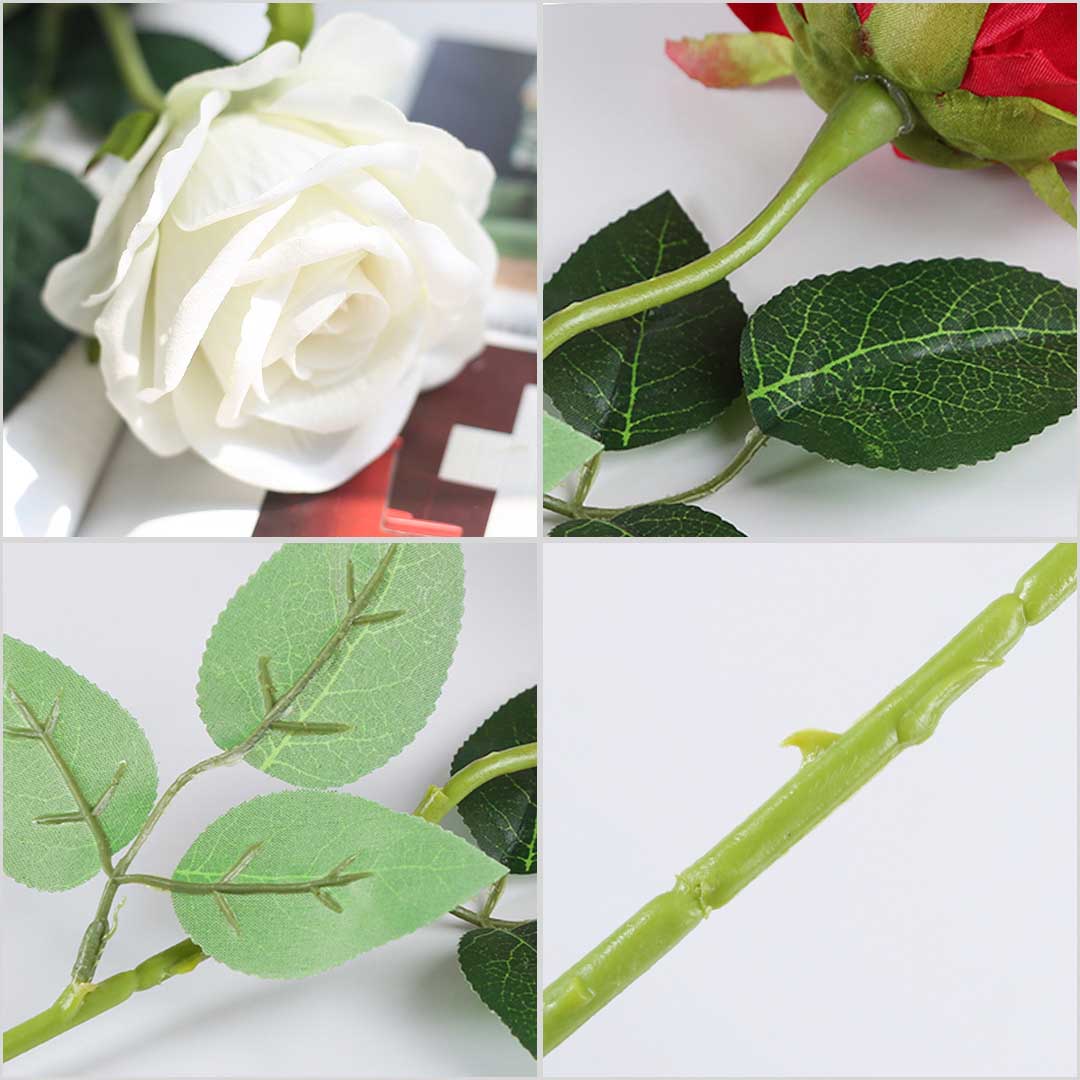 SOGA 10pcs Artificial Silk Flower Fake Rose Bouquet Table Decor White
