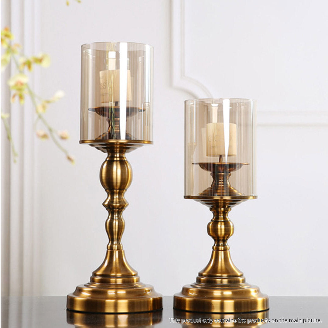 SOGA 42cm Gold Nordic Deluxe Candlestick Candle Holder Stand Pillar Glass /Iron
