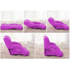 SOGA 2X Foldable Lounge Cushion Adjustable Floor Lazy Recliner Chair with Armrest Purple