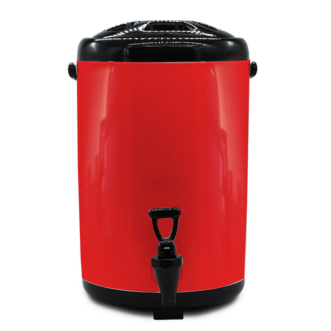 SOGA 4X 10L Stainless Steel Insulated Milk Tea Barrel Hot and Cold Beverage Dispenser Container with Faucet Red