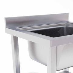 SOGA Stainless Steel Work Bench Sink Commercial Restaurant Kitchen Food Prep Table 70*70*85cm