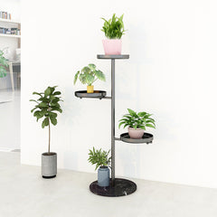 SOGA 3 Tier Black Round Plant Stand Flowerpot Tray Display Living Room Balcony Metal Decorative Shelf