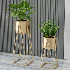 SOGA 4X 70cm Gold Metal Plant Stand with Gold Flower Pot Holder Corner Shelving Rack Indoor Display