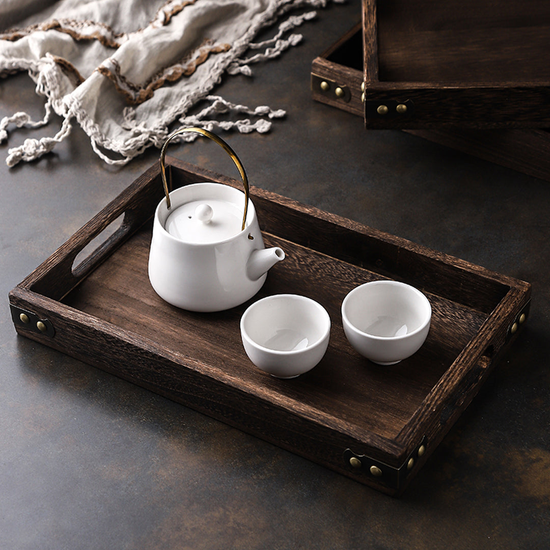 SOGA 2X Large Walnut Rectangle Wooden Tray Breakfast Dinner Serving Board Tea Set Holder Kitchen Home Decor