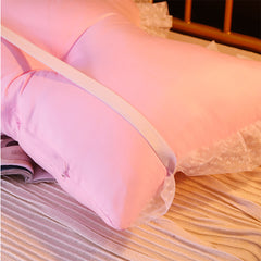 SOGA 2X 150cm Pink Princess Bed Pillow Headboard Backrest Bedside Tatami Sofa Cushion with Ruffle Lace Home Decor