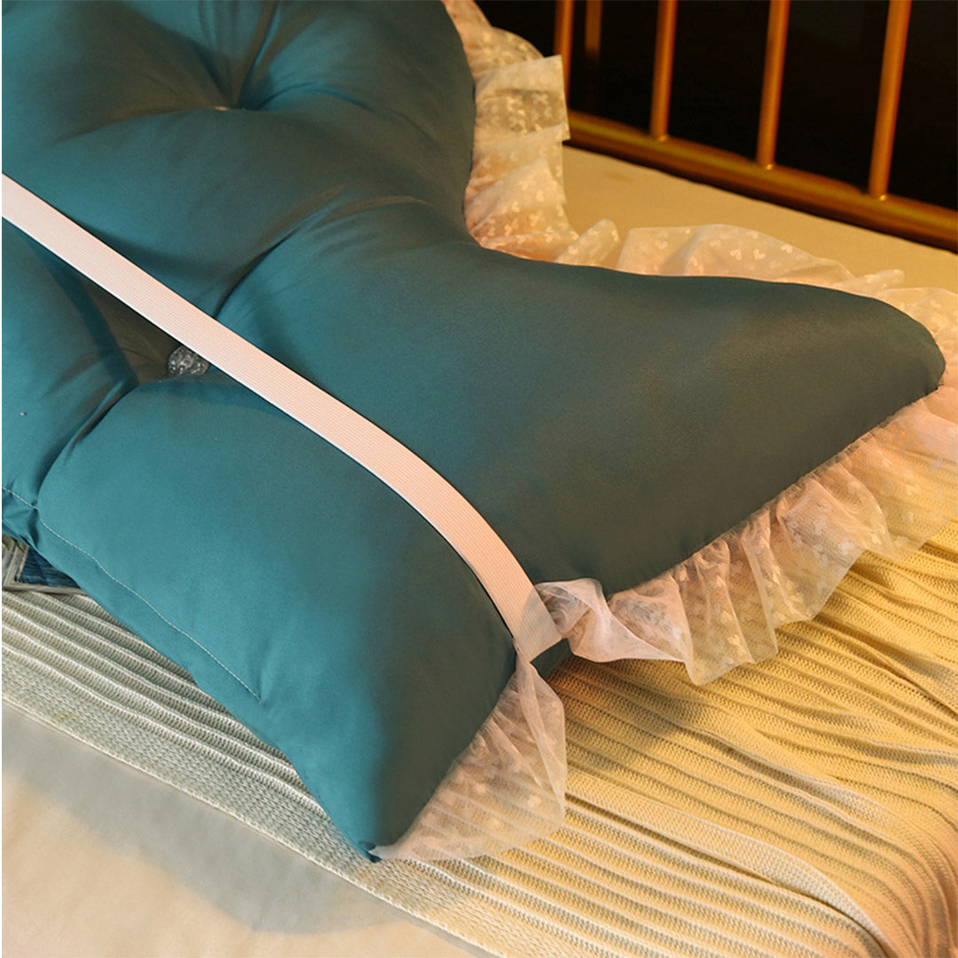 SOGA 2X 180cm Blue-Green Princess Bed Pillow Headboard Backrest Bedside Tatami Sofa Cushion with Ruffle Lace Home Decor