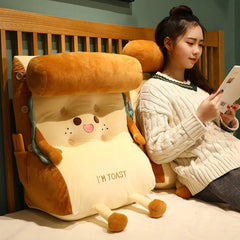 SOGA 2X Cute Face Toast Bread Wedge Cushion Stuffed Plush Cartoon Back Support Pillow Home Decor