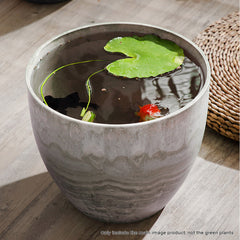 SOGA 32cm Rock Grey Round Resin Plant Flower Pot in Cement Pattern Planter Cachepot for Indoor Home Office