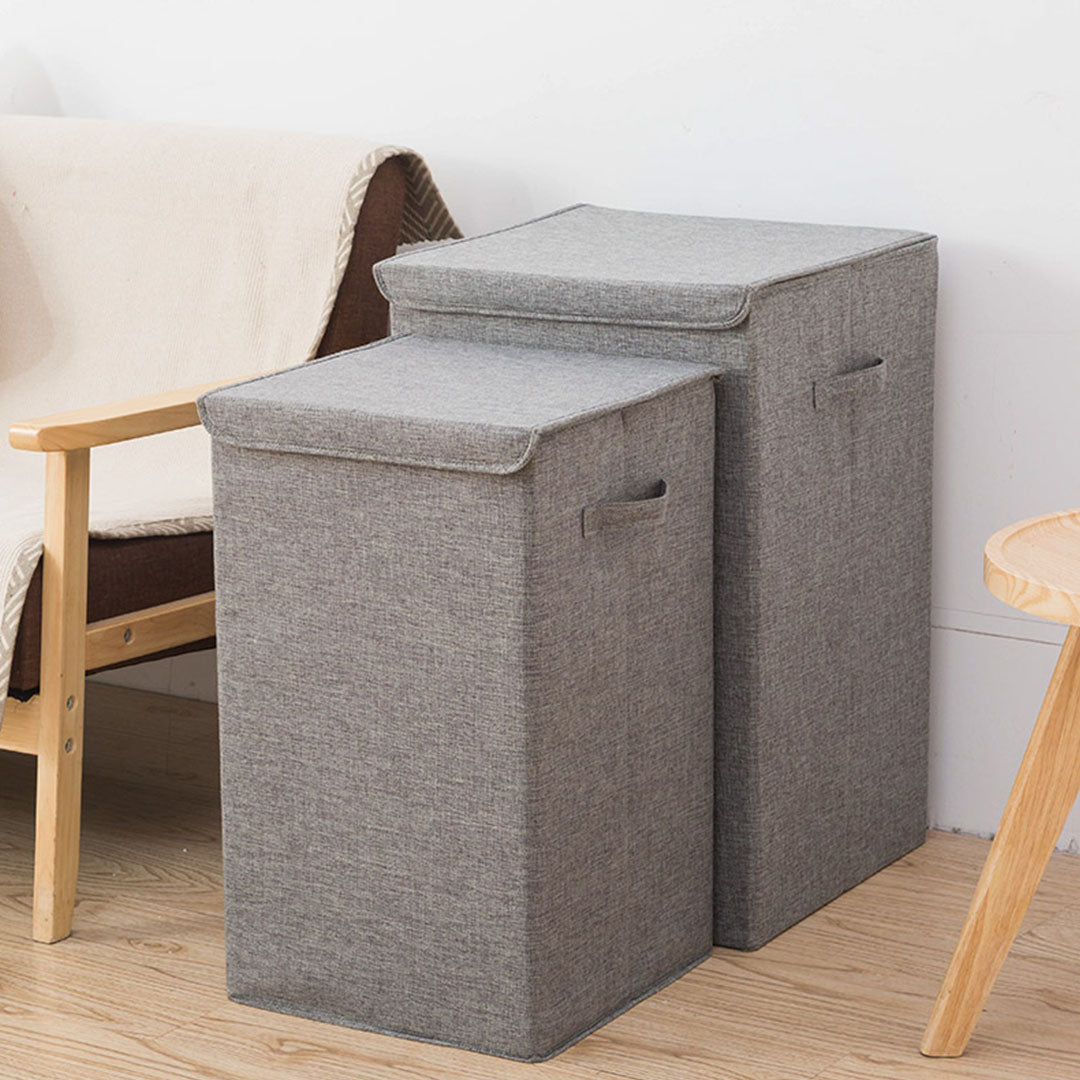 SOGA 2X Grey Large Collapsible Laundry Hamper Storage Box Foldable Canvas Basket Home Organiser Decor