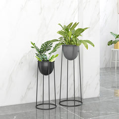 SOGA 4X 50cm Round Wire Metal Flower Pot Stand with Black Flowerpot Holder Rack Display