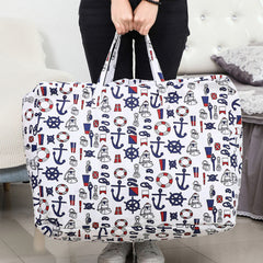 SOGA 2X Nautical Icons Large Storage Luggage Bag Double Zipper Foldable Travel Organiser Essentials