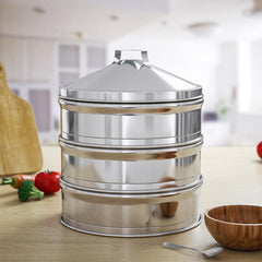 SOGA 3 Tier Stainless Steel Steamers With Lid Work inside of Basket Pot Steamers 28cm
