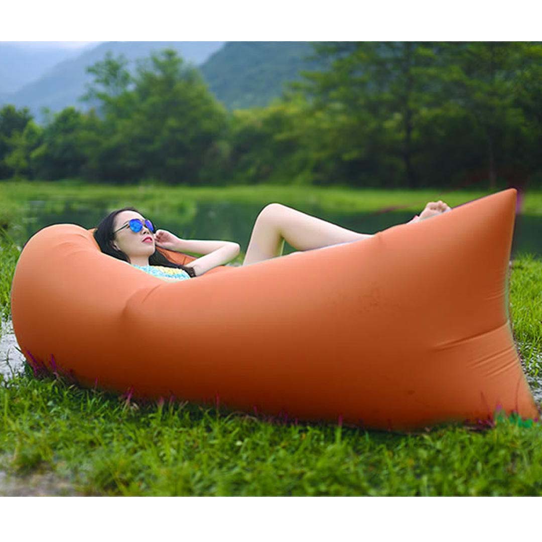 2X Fast Inflatable Sleeping Bag Lazy Air Sofa Orange