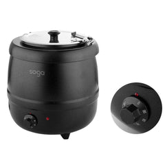 SOGA 2X 10L Soup Kettle Commercial Soup Pot Electric Soup Maker Black