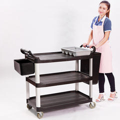 SOGA 2x 3 Tier Food Trolley Food Waste Cart w/ 2 Bins Storage Kitchen Small